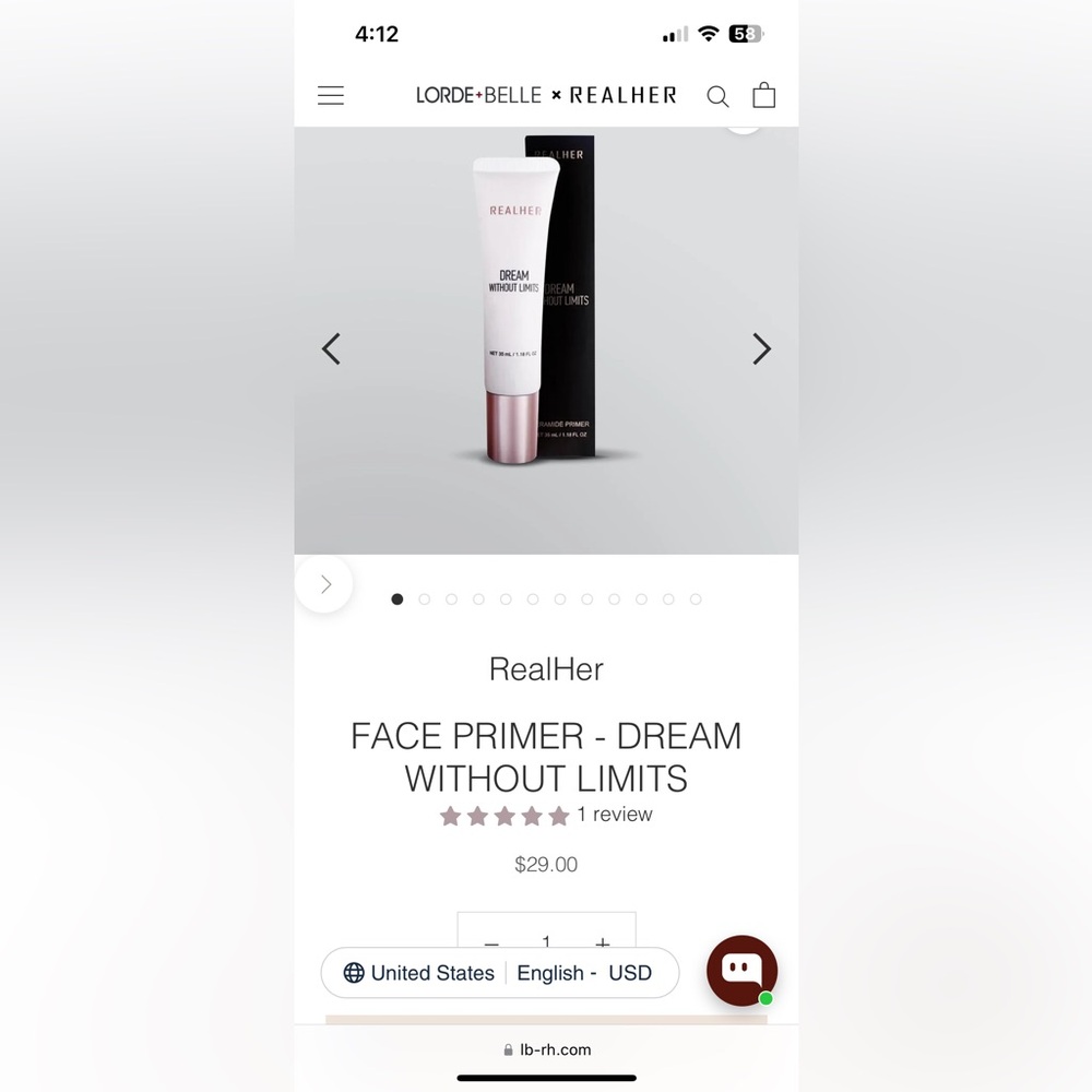 REALHER Dream Without Limits Ceramide Primer. BNIB